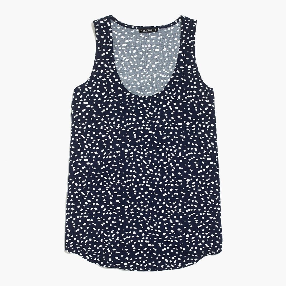 J. Crew Mercantile Blue & White Polka Dot Sleeveless Top Blouse XS